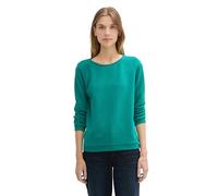 Tom Tailor Denim Damen Sweatshirt mit Raffarm & Struktur, 35914 - Jade Green, S