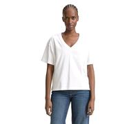 TOM TAILOR DENIM - Boxy Fit T-Shirt mit V-Ausschnitt White XS