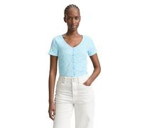 TOM TAILOR DENIM - T-Shirt mit dekorativer Knopfleiste small flower print S