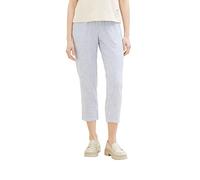 TOM TAILOR Denim Damen Tapered Stoffhose aus Leinen 31715 - White Blue Vertical Stripe M