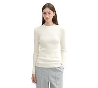 TOM TAILOR Denim Damen Tight RIPP Strickpullover, 10332 - Off White, XXL