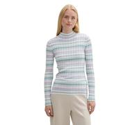 TOM TAILOR Denim Damen Tight RIPP Strickpullover, 36545 - Lilac Green Colorflow Stripe, XXL