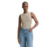 Denim Tom Tailor - Racerback Top mit Rippstruktur olive white stripe - Gr. - XL