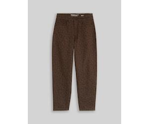 TOM TAILOR DENIM Damen TTADEA BARREL Jeans mit Leo-Print, braun, Uni, Gr. M
