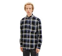 TOM TAILOR Denim Herren 1037458 Relaxed Fit Karo-Hemd aus Baumwolle mit Brusttasche, 32332-black Blue Check, S