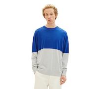 TOM TAILOR Denim Herren 1038270 Relaxed Fit Colorblock Pullover, 32753-royal Blue Grey Color Block, XXL