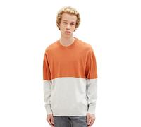 TOM TAILOR Denim Herren 1038270 Relaxed Fit Colorblock Pullover, 32754-rust Grey Color Block, S