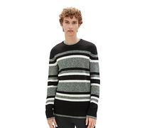 TOM TAILOR Denim Herren 1038278 Basic Strick-Pullover mit Streifenmuster, 32768-green Fancy Multicolor Stripe, XXL