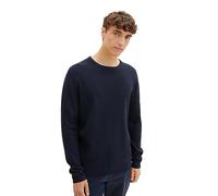TOM TAILOR Denim Herren 1039434 Strukturierter Crew-Neck Strick-Pullover, 10668-sky Captain Blue, XXL