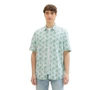 TOM TAILOR Denim Herren 1041392 Relaxed Fit Kurzarm Hemd mit Palmen-Muster, 35588-Green Summer Print, XXL