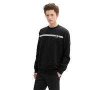 TOM TAILOR Denim Herren 1043299 Basic Crew-Neck Sweater Pullover mit Print, 29999-Black, M