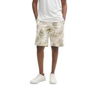 TOM TAILOR DENIM - Relaxed Shorts mit Leinenanteil white green watery palm print S