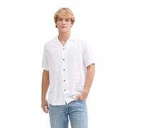 Tom Tailor Denim Relaxed Fit Freizeithemd aus Viskose-Leinen-Mix in Offwhite, Größe L