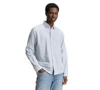 TOM TAILOR DENIM - Relaxed Fit Hemd mit Turn-up-Funktion light blue stripe S