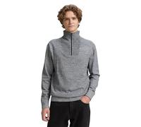 Tom Tailor Denim Strickpullover (Troyer) 100% Baumwolle, regular fit, unifarben – Herren Schwarz S