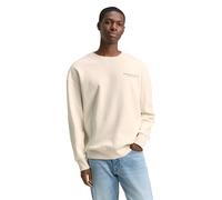 Sweatshirt TOM TAILOR DENIM, Herren, Gr. M, wool weiß, Sweatware, Obermaterial: 70% Baumwolle, 30% Polyester, bedruckt, relaxed fit normal, Rundhals, Bündchen, Sweatshirts, mit Schriftzügen (54208751-