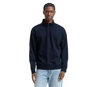 TOM TAILOR Denim Herren 1049013 Troyer Sweatshirt mit Logo-Badge, 10668-Sky Captain Blue, XXL