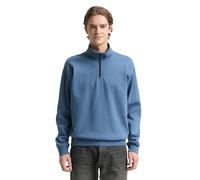 Denim Tom Tailor - Troyer Sweatshirt mit Logo-Badge dusty denim blue - Gr. - XXL