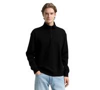 TOM TAILOR Denim Herren 1049013 Troyer Sweatshirt mit Logo-Badge, 29999-Black, L