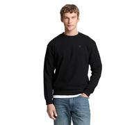 Sweatshirt TOM TAILOR DENIM, Herren, Gr. M, schwarz, Sweatware, Obermaterial: 100% Baumwolle, Strukturmuster, unifarben, regular fit normal, Rundhals, Rippbündchen, Sweatshirts Sweatshirt, mit Logo St