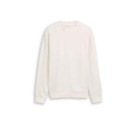 Sweatshirt TOM TAILOR DENIM, Herren, Gr. M, wool weiß, Sweatware, Obermaterial: 100% Baumwolle, Strukturmuster, unifarben, regular fit normal, Rundhals, Rippbündchen, Sweatshirts Sweatshirt, mit Logo