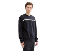 TOM TAILOR Denim Herren Basic Crew-Neck Sweater Pullover mit Print,10668 - Sky Captain Blue, L
