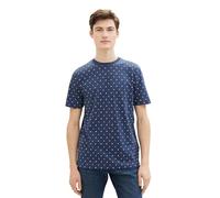 Tom Tailor Denim Herren Basic Crew-Neck T-Shirt mit Allover-Print, 34998 - Dark Blue Triangle D Print, L