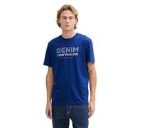 TOM TAILOR Denim Herren Basic Fit T-Shirt mit Logo,35788 - Space Cadet Blue, L