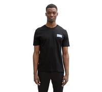 Tom Tailor Denim Herren Basic T-Shirt mit Logo-Print,10916 - Almost Black, M