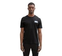 Tom Tailor Denim Herren Basic T-Shirt mit Logo-Print,10916 - Almost Black, S