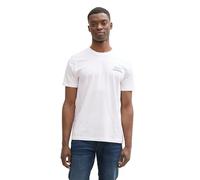 TOM TAILOR Denim Herren 1043491 Basic T-Shirt mit Logo-Print, 16453-Outdoor White, S