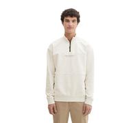 TOM TAILOR Denim Herren Basic Troyer Sweater Pullover mit Print,10348 - Gardenia White, L