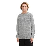 TOM TAILOR Denim Herren Crewneck Strickpullover, 36873 - White Black Structure Mix, XL