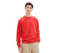 Tom Tailor Denim Herren Crewneck Sweatshirt mit kleinem Logo-Print, 11487 - Clean Red, XL