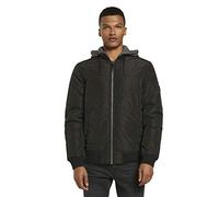 TOM TAILOR Denim Herren Gesteppte Bomberjacke mit Kapuze 1020790, 29999 - Black, L