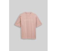 TOM TAILOR DENIM Herren Heavy-Jersey T-Shirt mit Print, rot, Print, Gr. S