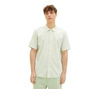TOM TAILOR Denim Herren Hemd 1034917, 31515 - Green Woolwhite Slub Structure, XS