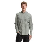 Langarmhemd TOM TAILOR DENIM "POPLIN", Herren, Gr. XL, N-Gr, grün weiß mini paisley print, Web, Obermaterial: 100% Baumwolle, modisch, tailliert taillenbedeckt, ohne Ausschnitt, Langarm Bündchen, Hemd