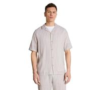Denim Tom Tailor - Relaxed Fit Resort Hemd mit Leinenanteil muted grey stripe - Gr. - XXL