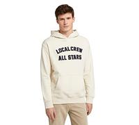 TOM TAILOR Denim Herren Hoodie im Relaxed Fit mit Print 1030661, 13808 - Creme, S