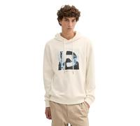 TOM TAILOR Denim Herren Hoodie Sweatshirt mit Fotoprint, 12906 - Wool White, XL