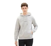 TOM TAILOR Denim Herren Hoodie Sweatshirt mit Logo-Print, Light Stone Grey Melange, L