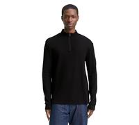 Denim Tom Tailor - Troyer Langarmshirt mit Rippstruktur black - Gr. - S