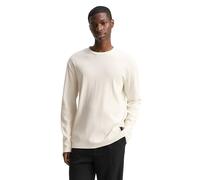 Tom Tailor Denim Langarmshirt Regular Fit – gerippter Baumwoll-Mix – Offwhite, Größe L