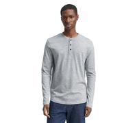 Denim Tom Tailor - Henley Langarmshirt in Melange-Optik ocean night blue - Gr. - XXL
