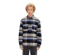 TOM TAILOR Denim Herren Overshirt Hemd mit Karo-Muster aus Baumwolle, black colorful check, XS