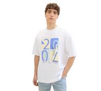 TOM TAILOR Denim Herren Oversize T-Shirt mit Fotoprint, White, S