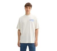 TOM TAILOR Denim Herren Oversized Fit T-Shirt mit Logo-Print,10348 - Gardenia White, M