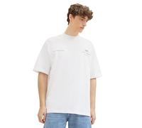 Tom Tailor Denim Herren Oversized T-Shirt mit Print auf der Rückseite, 20000 - White, S