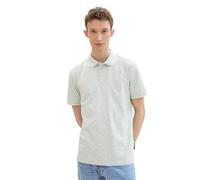 TOM TAILOR Denim Herren Piqué Poloshirt mit Muster , sea foam multi mini wave, XXL